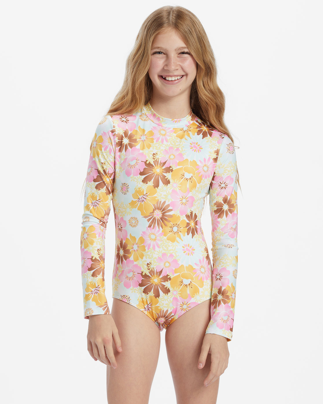 Girls Flower Power Bodysuit Surf Tee - Multi