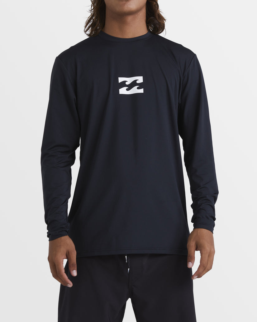 All Day Wave Loose Fit Long Sleeve Surf Tee - Black