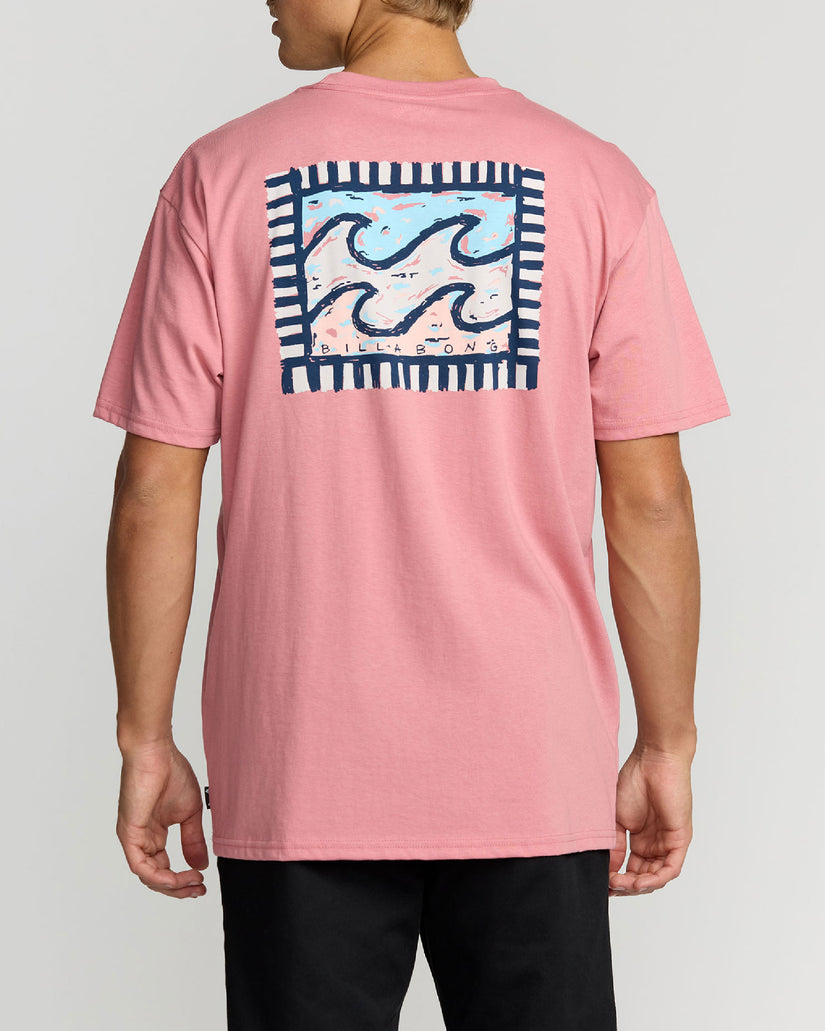 Crayon Wave T-Shirt - Dusty Pink