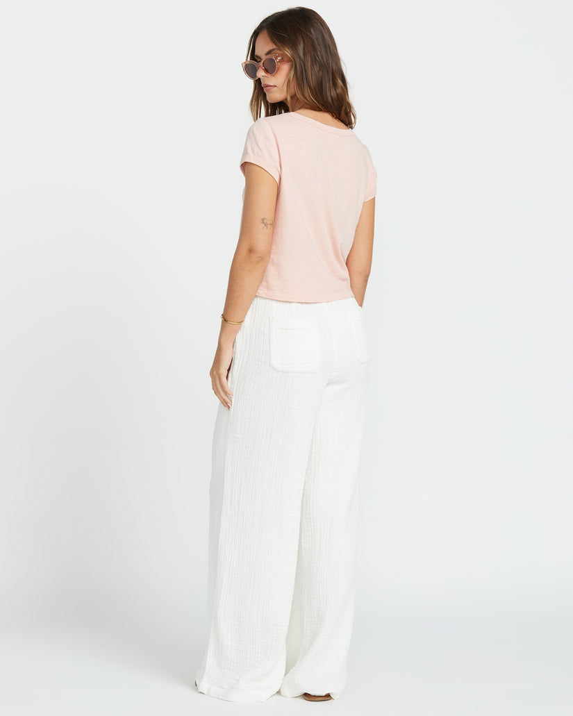 New Waves Gauze Elastic Waist Pants - Salt Crystal