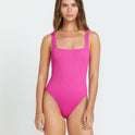 Summer High Square Neck One-Piece Swimsuit - Fiesta Pink