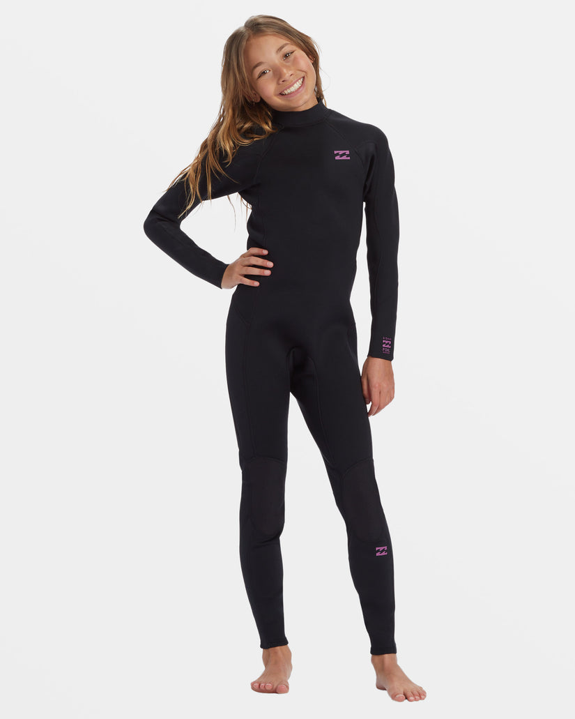 Girls 8-14 3/2mm Foil Chest Zip GBS Wetsuit - Black Orchid