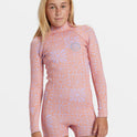 Girls 6-16 2/2mm Spring Fever Natural Upcycler Back Zip Long Sleeve Springsuit - Peach Paradise