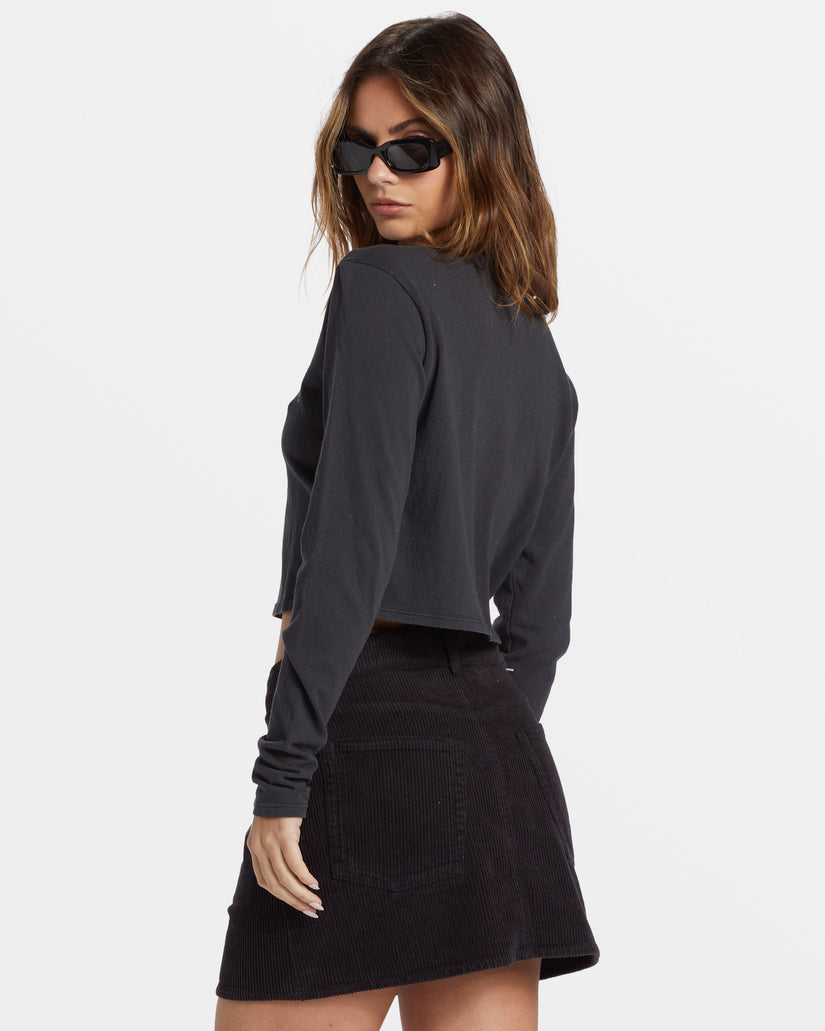 Marina Corduroy Skirt - Black Pebble