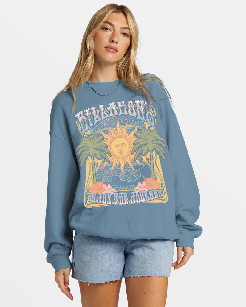 Ride In Oversized Crewneck Sweatshirt - Blue Shadow