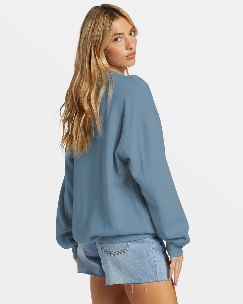 Ride In Oversized Crewneck Sweatshirt - Blue Shadow