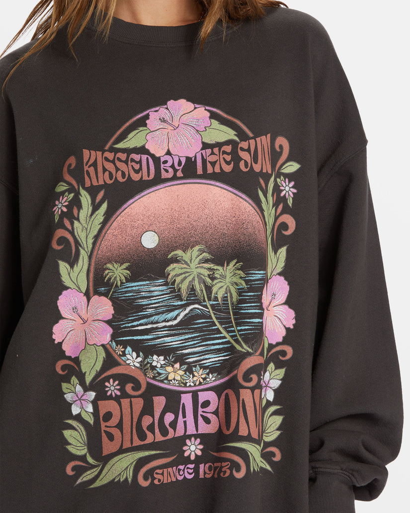 Ride In Oversized Crewneck Sweatshirt - Black Sands