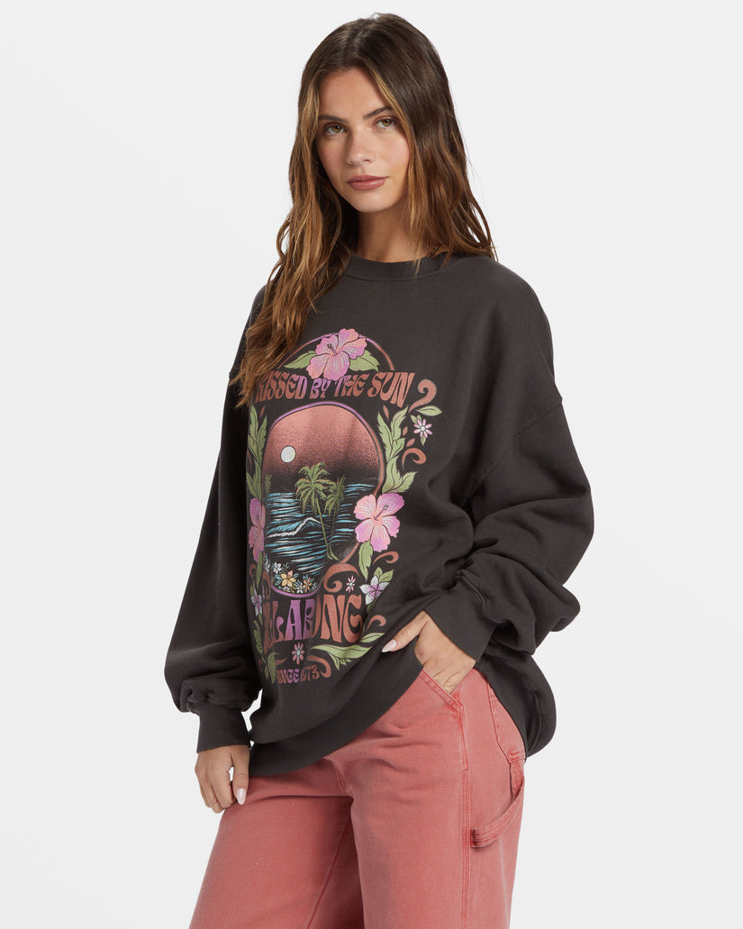 Ride In Oversized Crewneck Sweatshirt - Black Sands