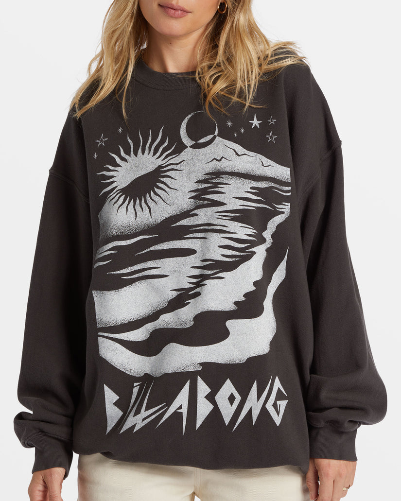 Ride In Oversized Crewneck Sweatshirt - Black Sands