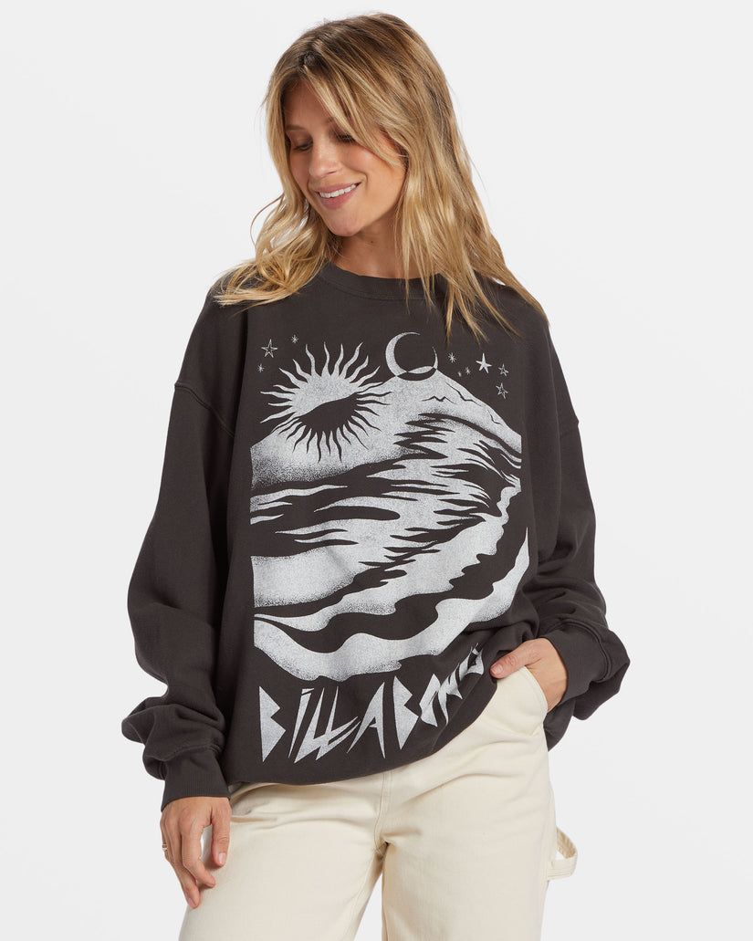 Ride In Oversized Crewneck Sweatshirt - Black Sands