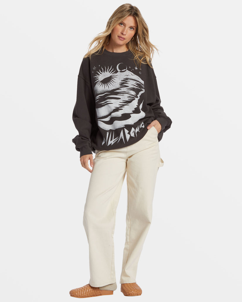 Ride In Oversized Crewneck Sweatshirt - Black Sands