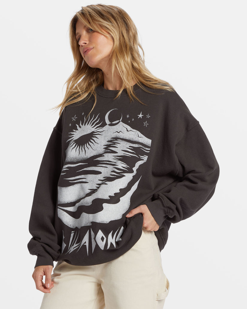 Ride In Oversized Crewneck Sweatshirt - Black Sands