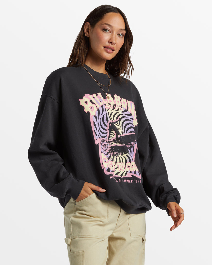 Ride In Oversized Crewneck Sweatshirt - Black Sands