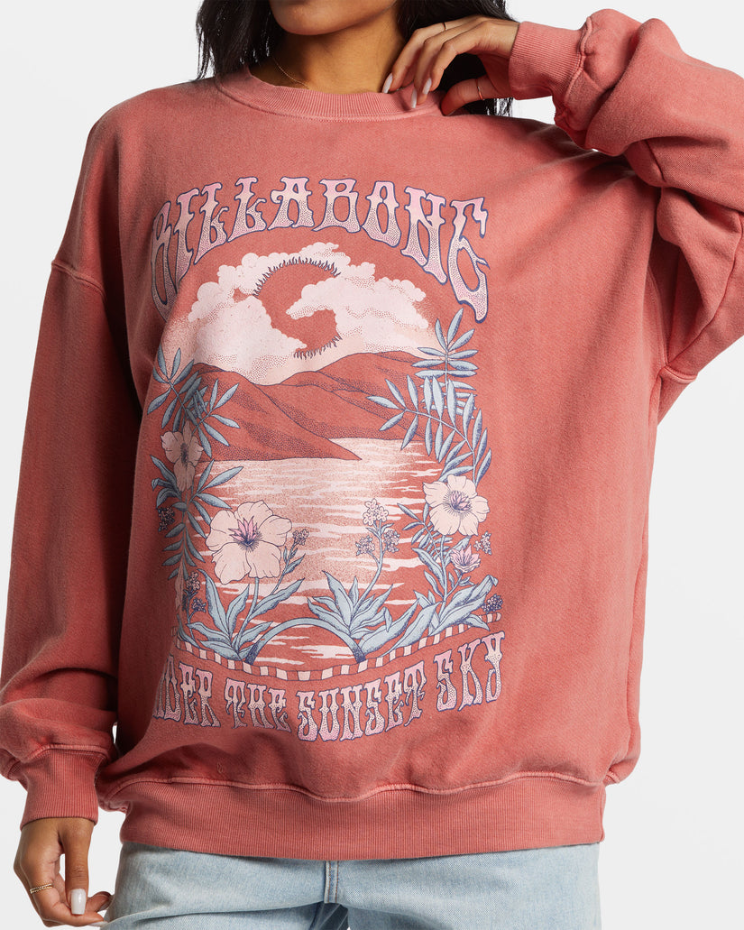 Ride In Oversized Crewneck Sweatshirt - Red Clay