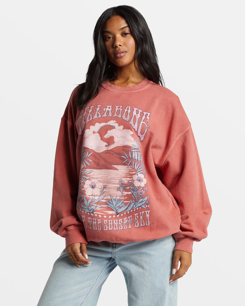 Ride In Oversized Crewneck Sweatshirt - Red Clay