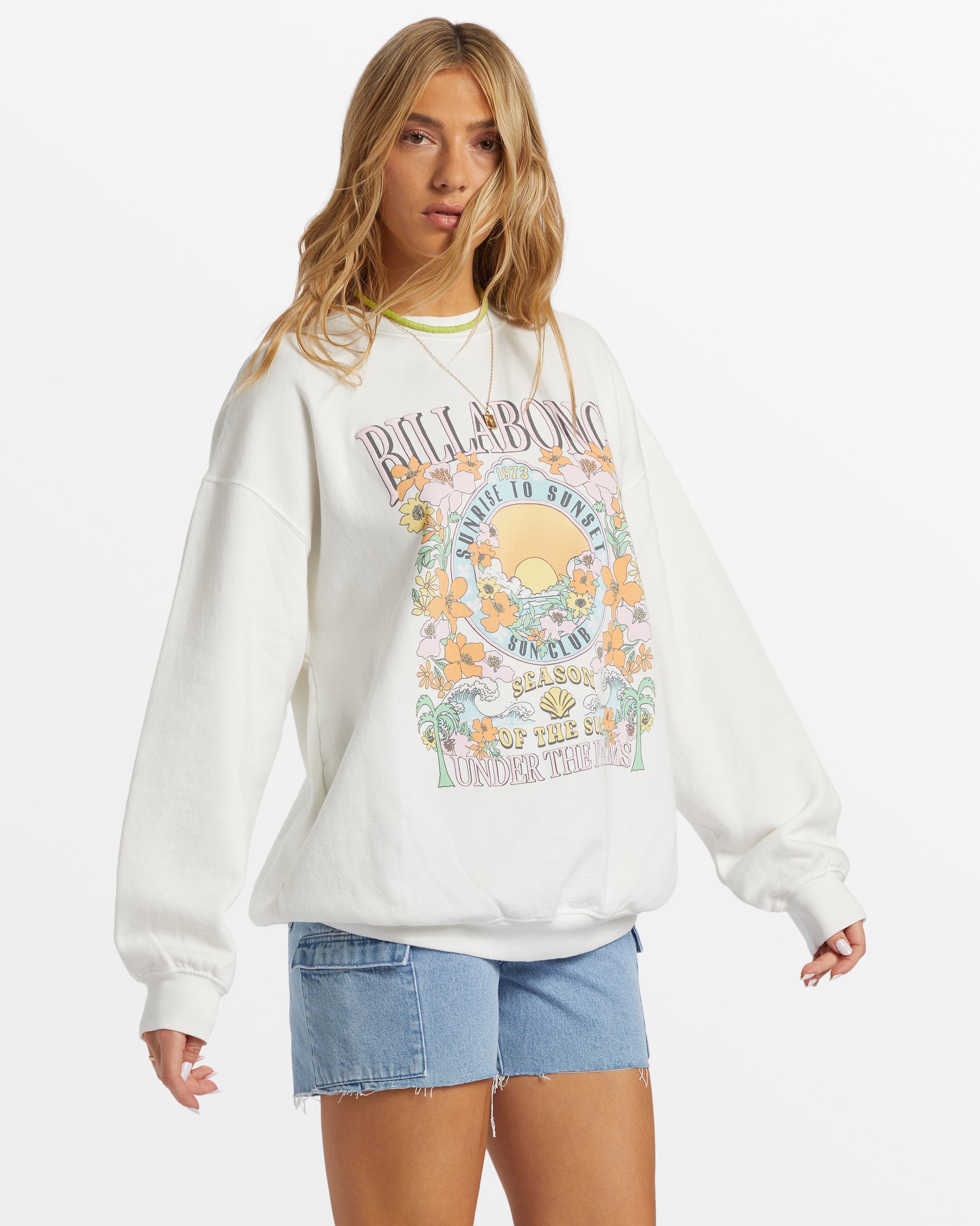 Billabong white wash sweatshirt hotsell