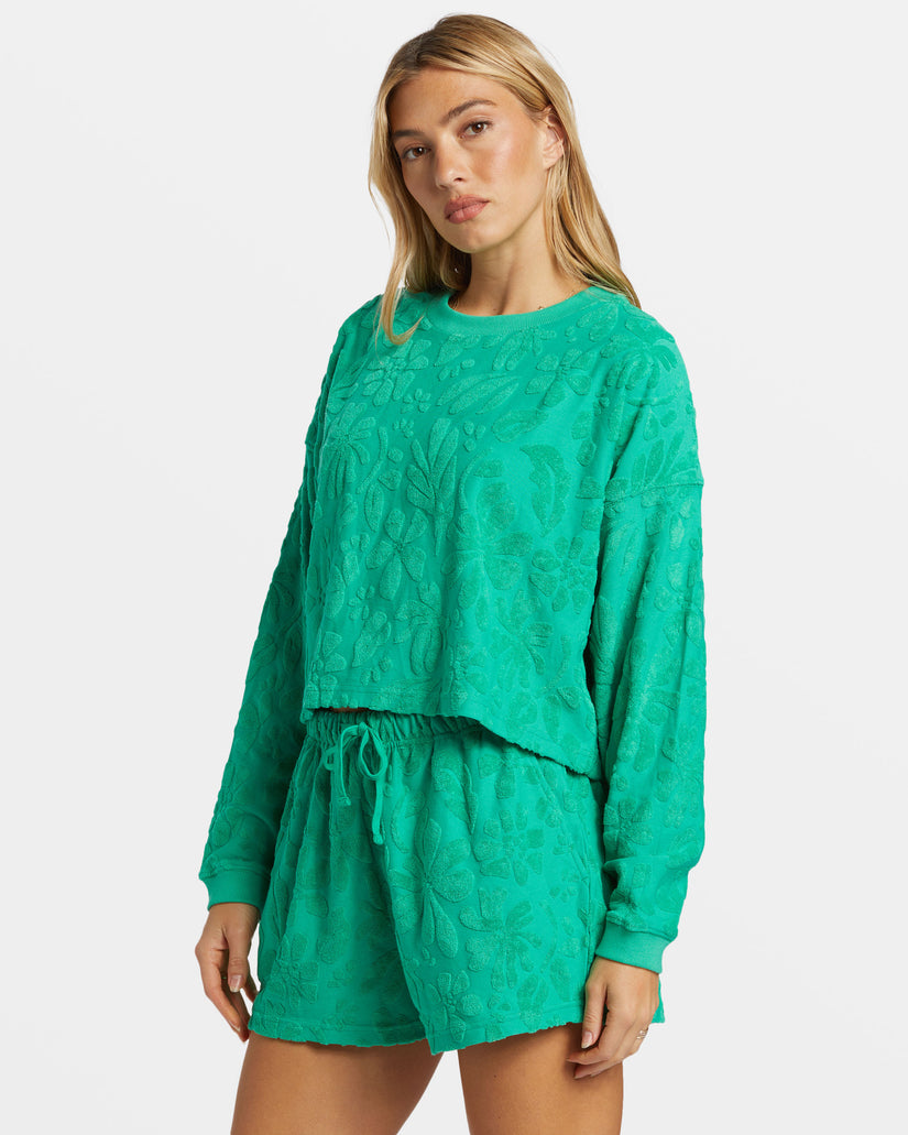 Loosen Up Crew Neck Sweatshirt - Tropical Green