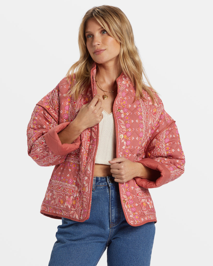 Folk Story Quilted Jacket - Red Clay