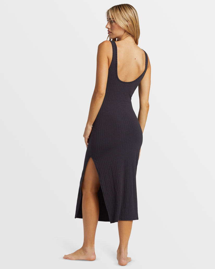 Take A Look Rib Knit Dress - Black Sands