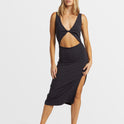 Take A Look Rib Knit Dress - Black Sands