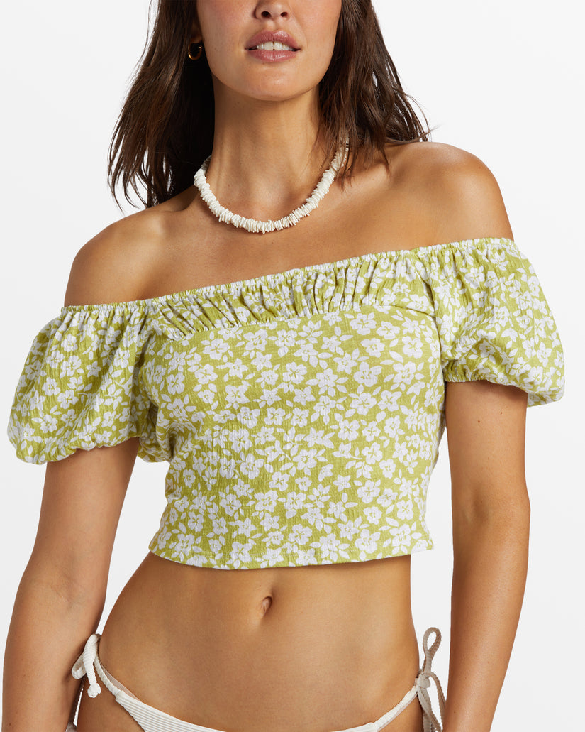 Flirt On Fitted Crop Top - Moss Joy