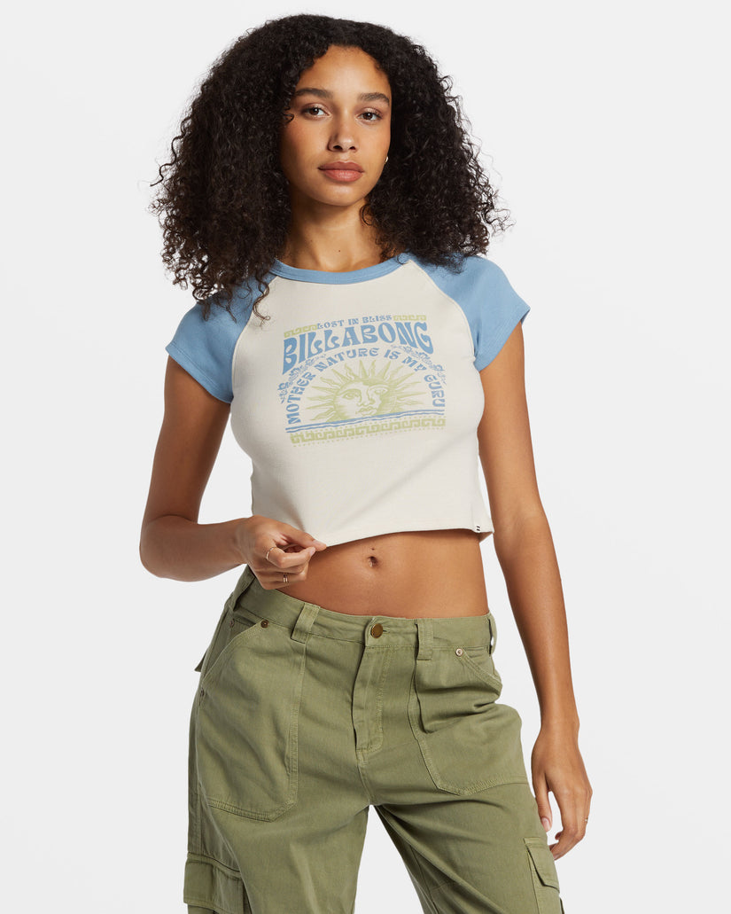 Blissed Cropped Raglan T-Shirt - Blue Shadow