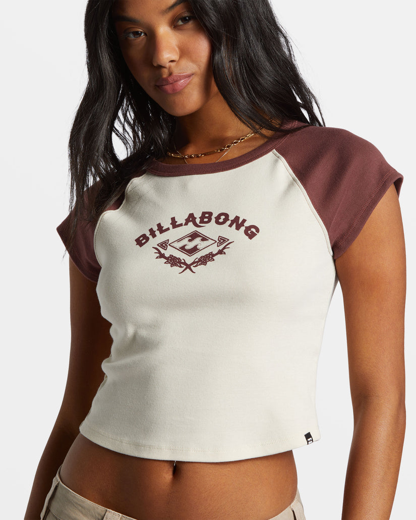 Blissed Cropped Raglan T-Shirt - Choc Chip