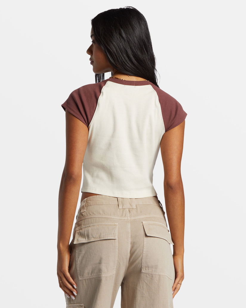 Blissed Cropped Raglan T-Shirt - Choc Chip