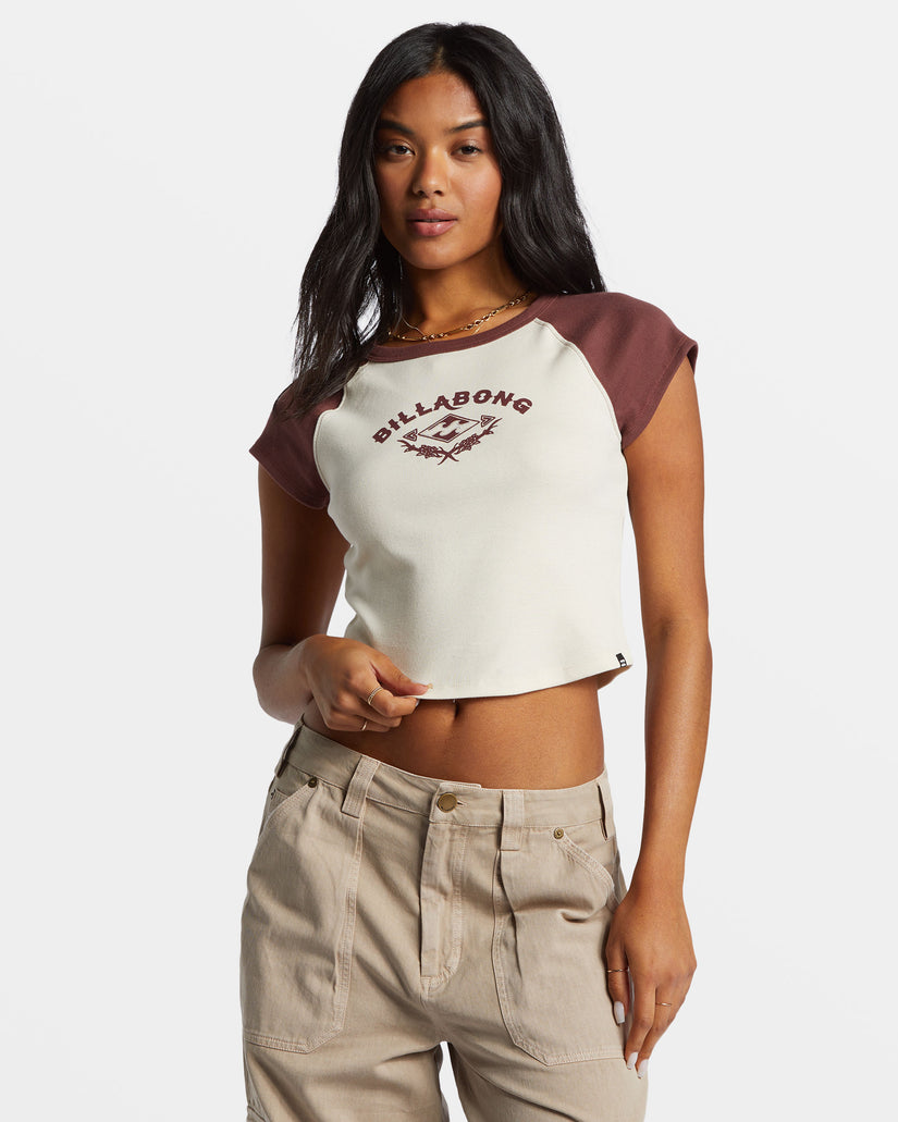 Blissed Cropped Raglan T-Shirt - Choc Chip