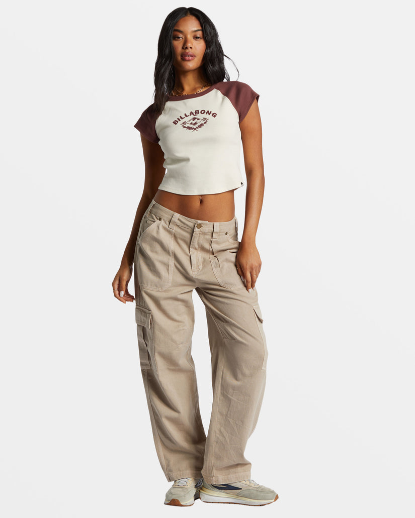 Blissed Cropped Raglan T-Shirt - Choc Chip