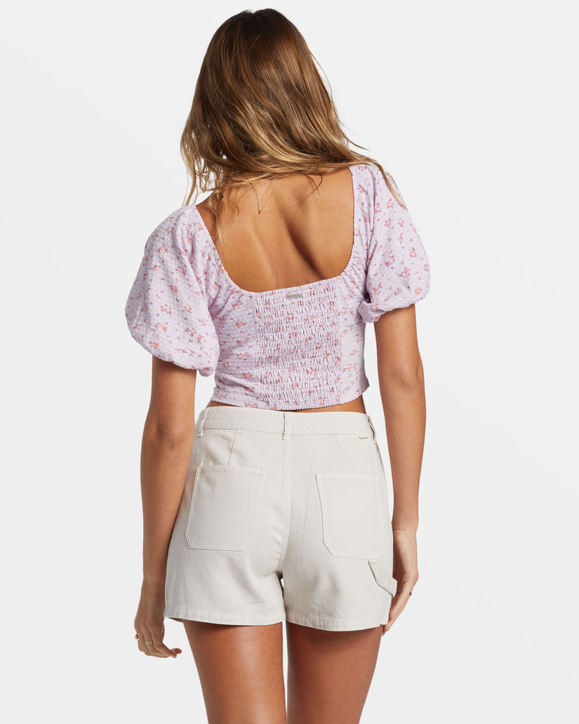 Posy Crop Top - Iced Lavender