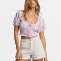 Posy Crop Top - Iced Lavender