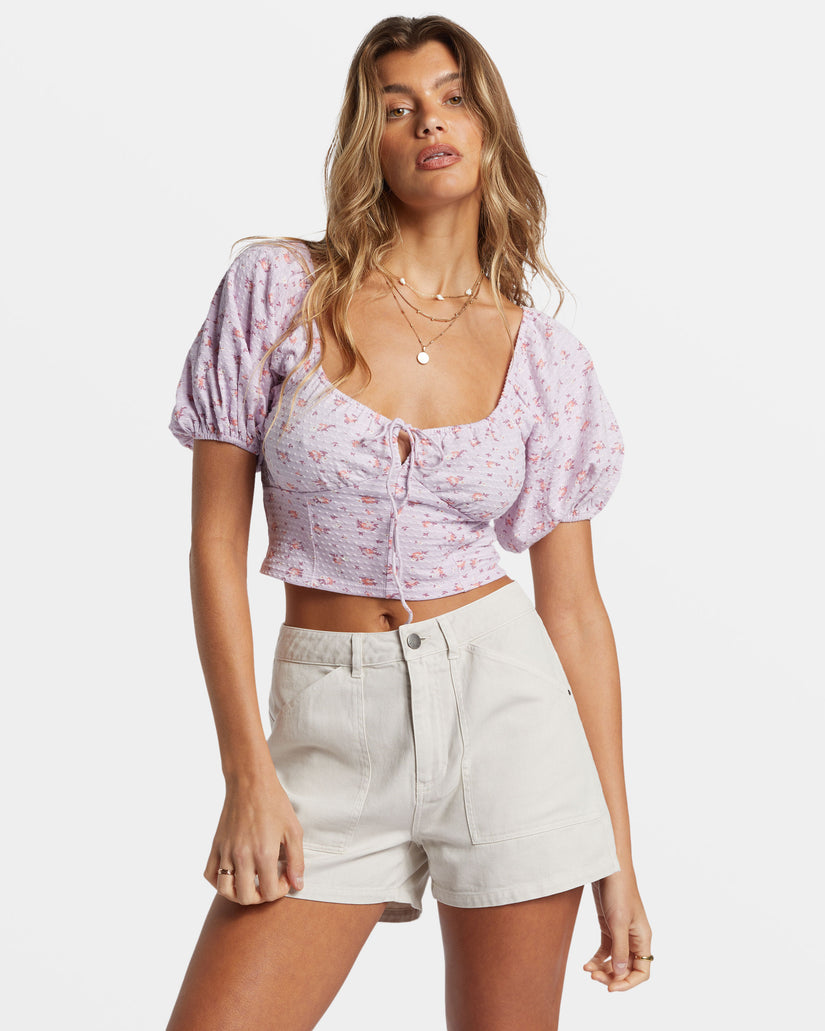 Posy Crop Top - Iced Lavender