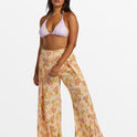 Split Spirit Floral Pants - Peach Whip