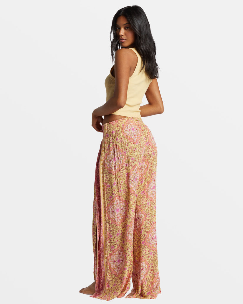 Split Spirit Floral Pants - Pale Yellow