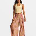 Split Spirit Floral Pants - Pale Yellow