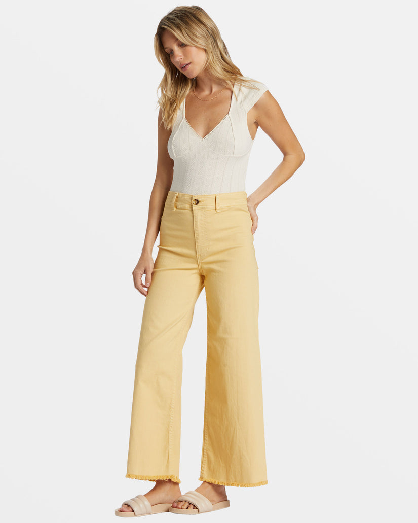 Free Fall High-Waist Pants - Pale Yellow