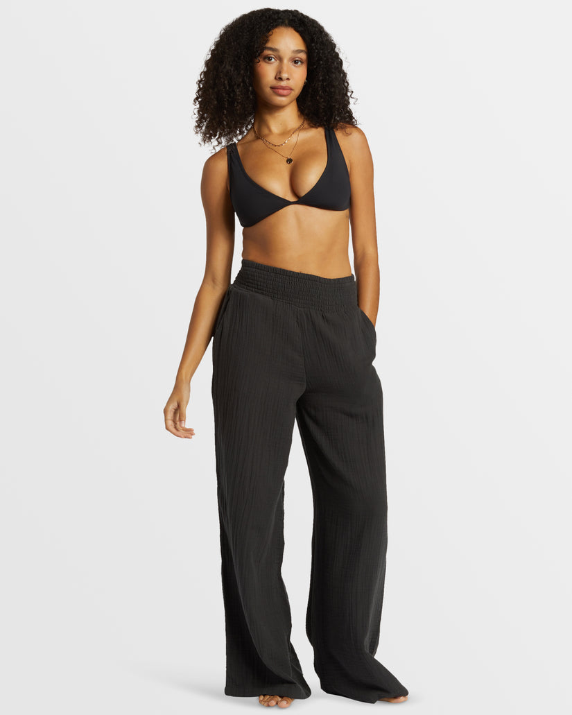 New Waves Wide Leg Beach Pants - Black Sands