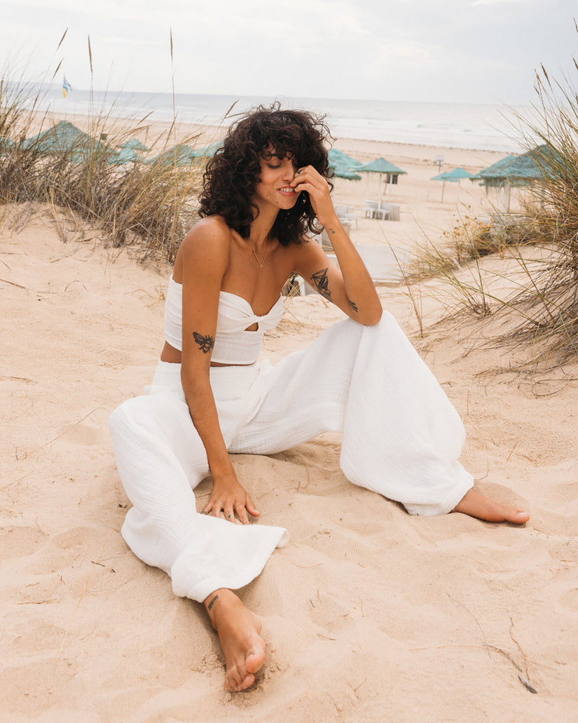 New Waves Wide Leg Beach Pants - Salt Crystal