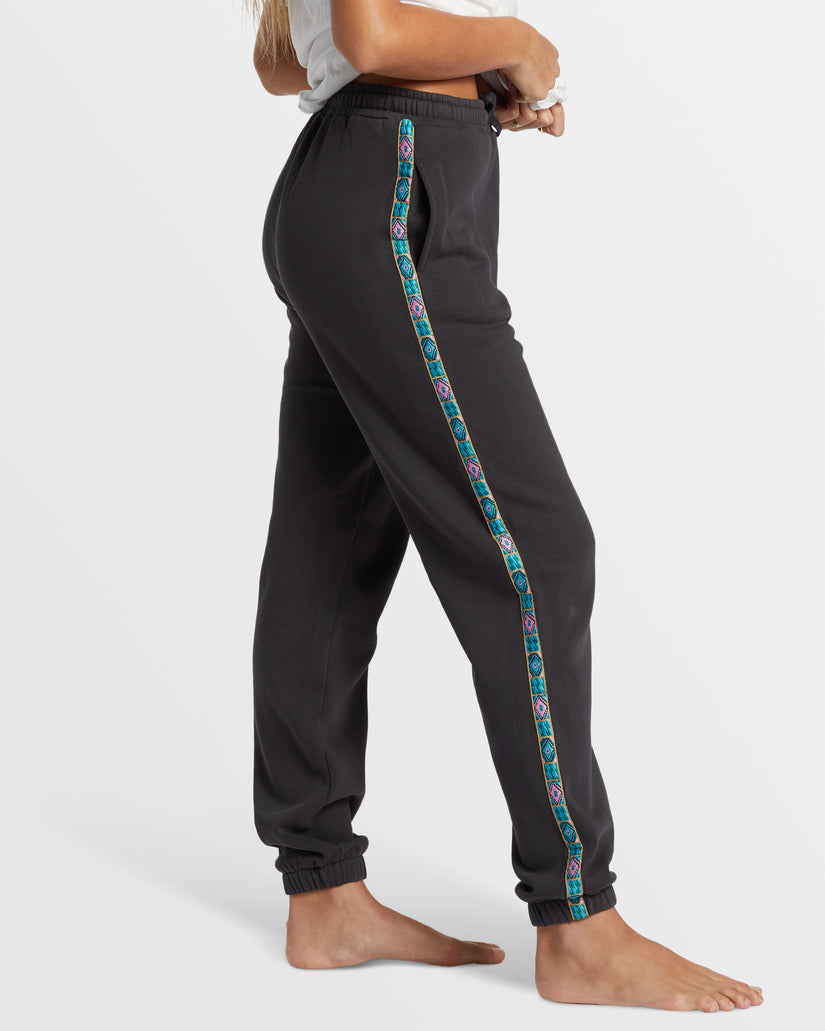 Swipe Right Elastic Waist Joggers - Black Sands