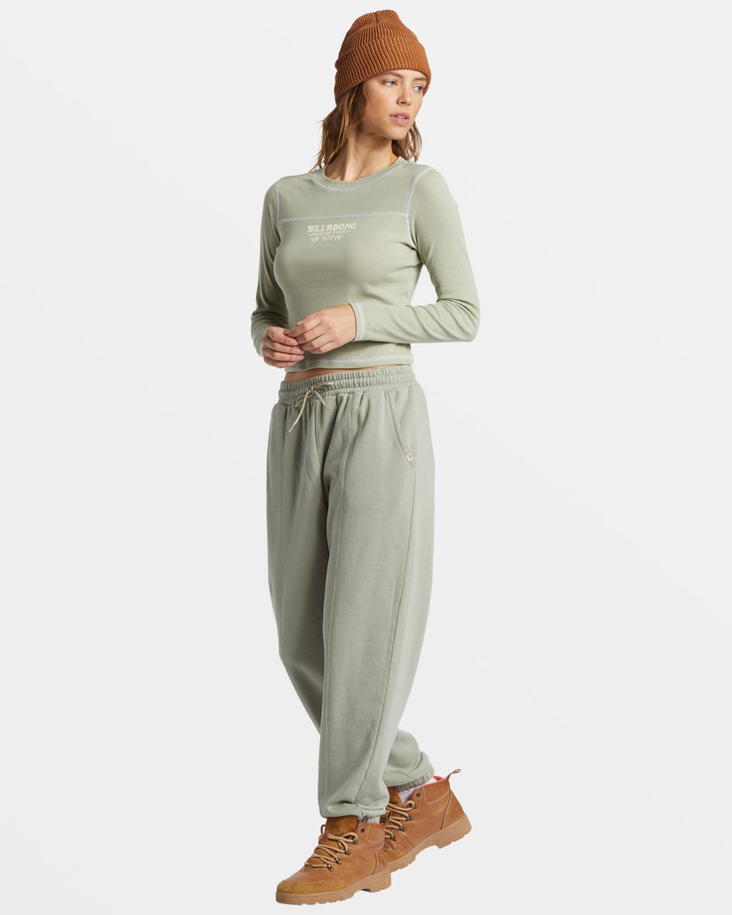 Hike Date Elastic Waist Pants - Seagrass