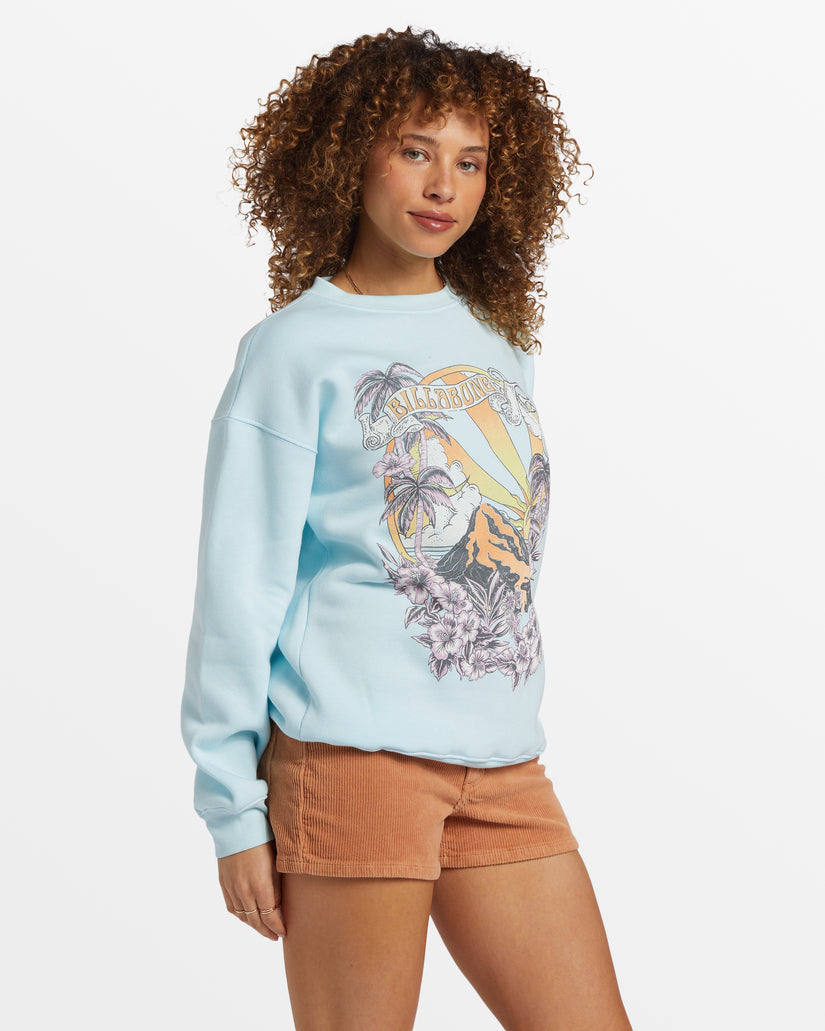 Island Life Crew Neck Sweatshirt - Blue Glow