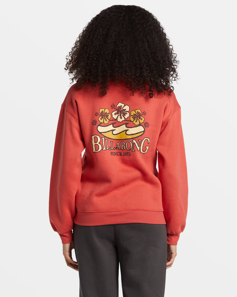 Tricolor Hibiscus Sweatshirt - Red Rock