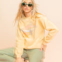 Surfing Together Crewneck Sweatshirt - Pale Yellow