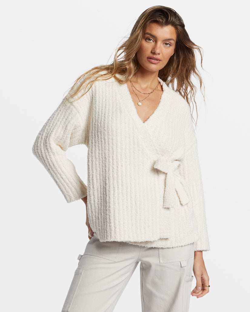 Soft Sand Wrap Cardigan - White Cap