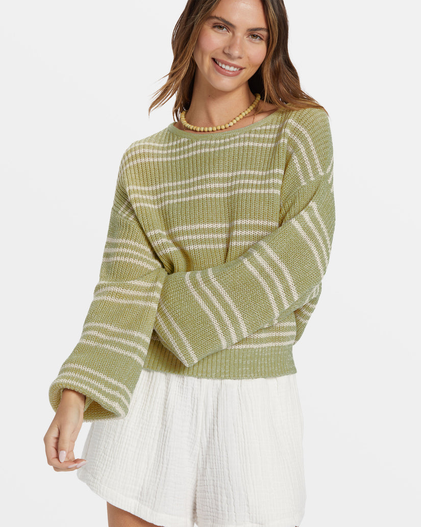 Light Wave Pullover Sweater - Avocado