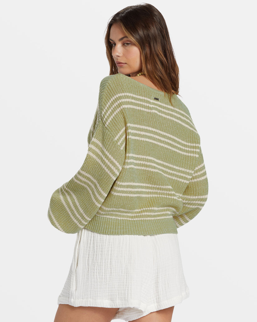 Light Wave Pullover Sweater - Avocado