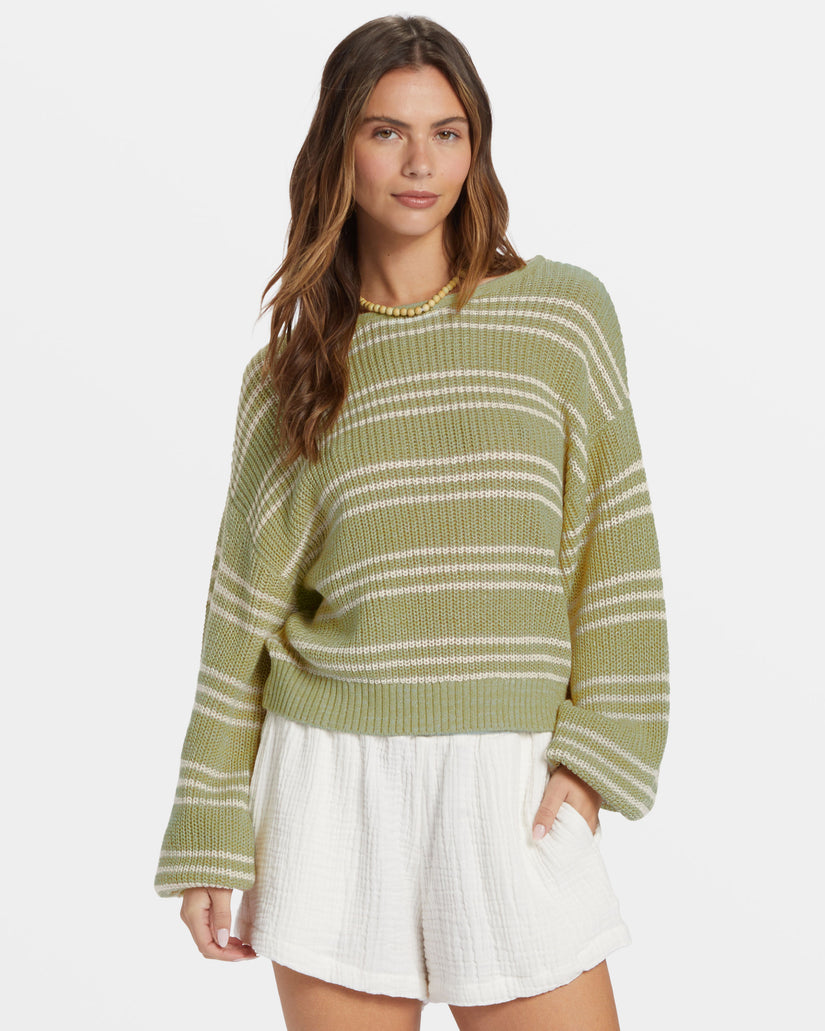 Light Wave Pullover Sweater - Avocado