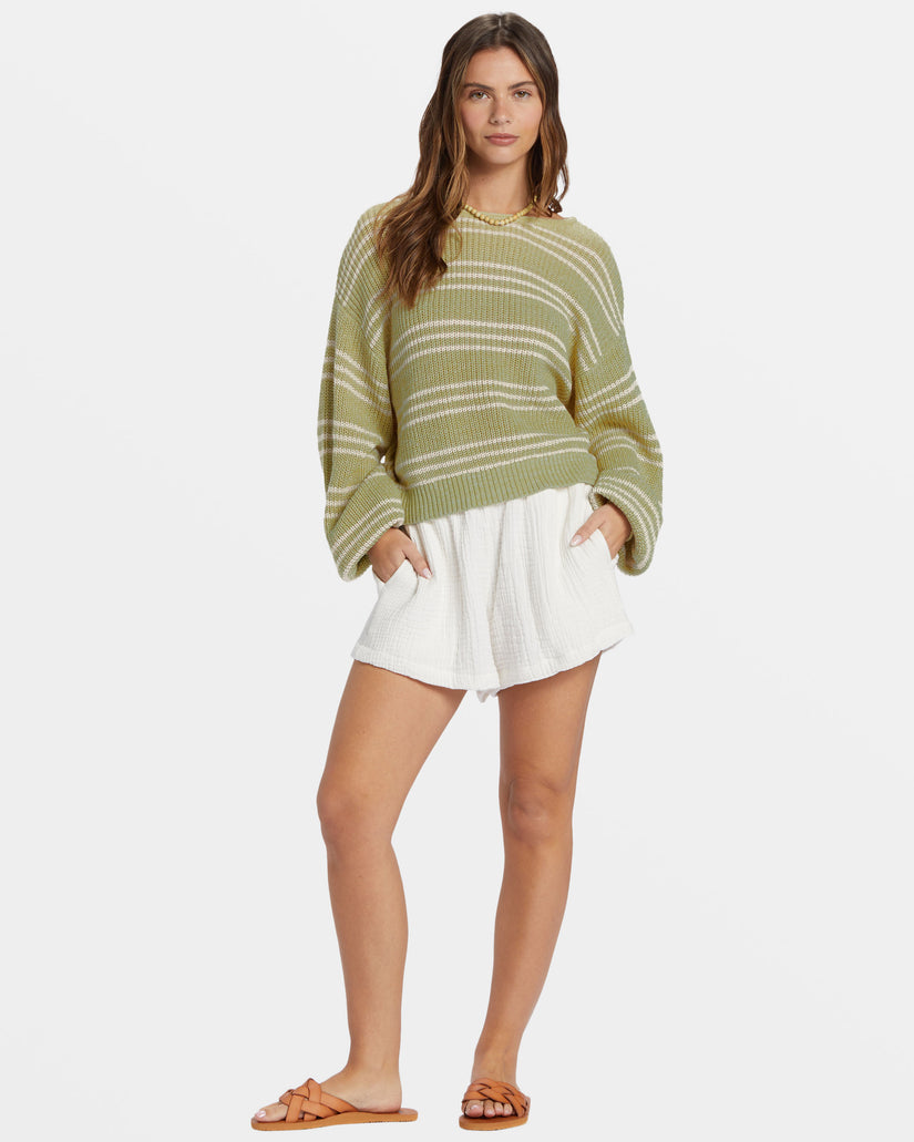 Light Wave Pullover Sweater - Avocado