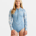 2/2mm Salty Dayz Natural Upcycler Front Zip Long Sleeve Springsuit - Blue Shadow